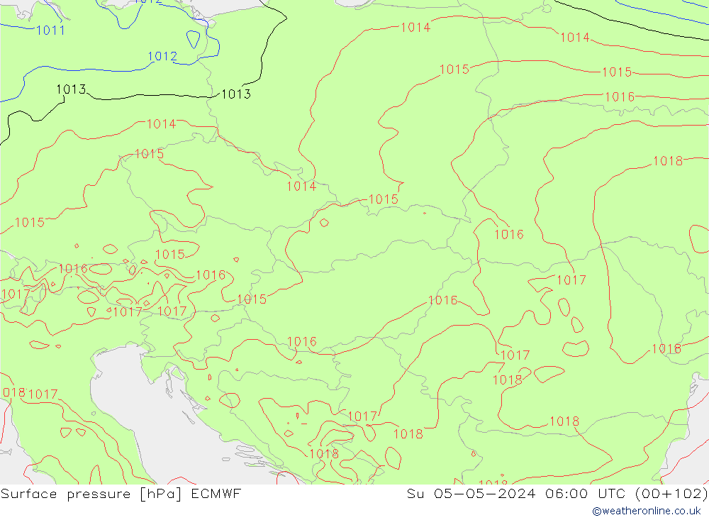 Surface pressure ECMWF Su 05.05.2024 06 UTC