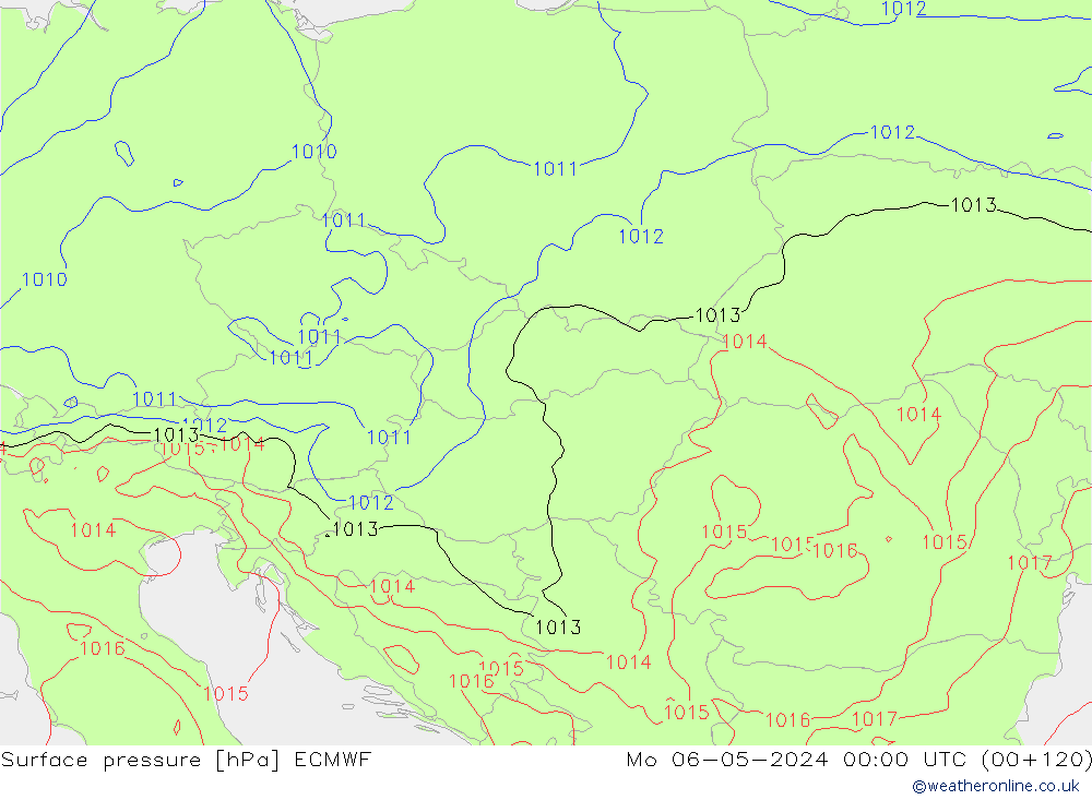 Bodendruck ECMWF Mo 06.05.2024 00 UTC