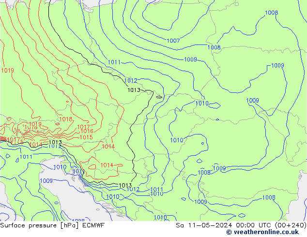 приземное давление ECMWF сб 11.05.2024 00 UTC