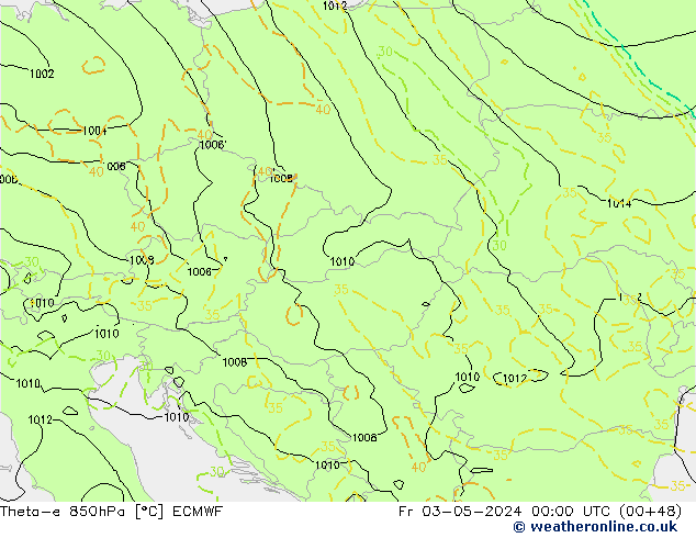 Theta-e 850hPa ECMWF pt. 03.05.2024 00 UTC