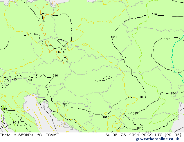 Theta-e 850hPa ECMWF Su 05.05.2024 00 UTC