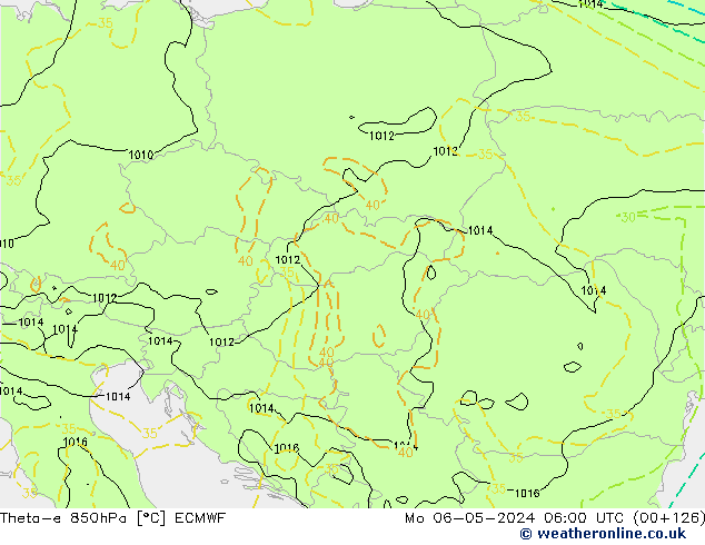 Theta-e 850hPa ECMWF lun 06.05.2024 06 UTC