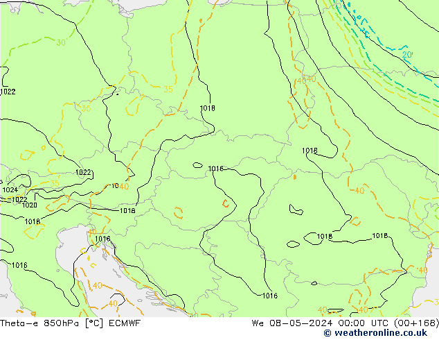 Theta-e 850hPa ECMWF Çar 08.05.2024 00 UTC