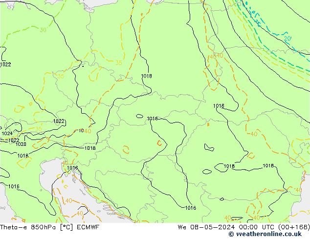 Theta-e 850hPa ECMWF We 08.05.2024 00 UTC