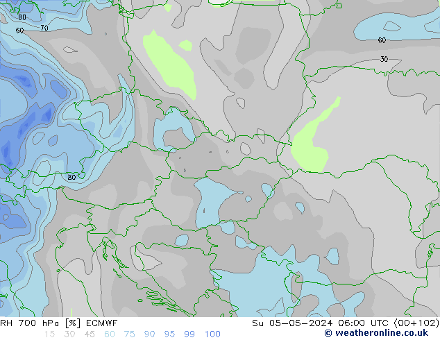 Humidité rel. 700 hPa ECMWF dim 05.05.2024 06 UTC