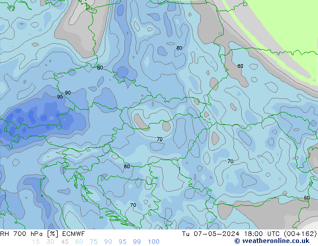 700 hPa Nispi Nem ECMWF Sa 07.05.2024 18 UTC