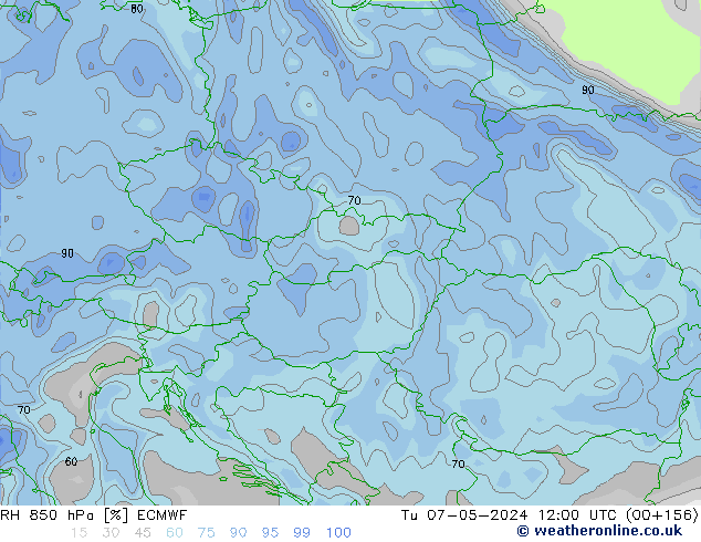 850 hPa Nispi Nem ECMWF Sa 07.05.2024 12 UTC