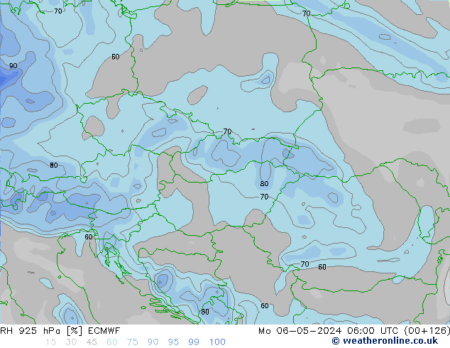 Humidité rel. 925 hPa ECMWF lun 06.05.2024 06 UTC