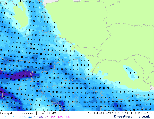 Precipitación acum. ECMWF sáb 04.05.2024 00 UTC