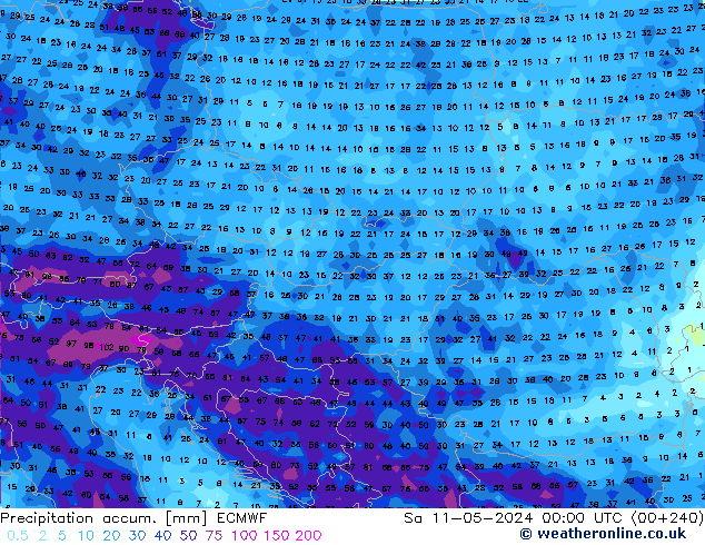 Precipitation accum. ECMWF Sa 11.05.2024 00 UTC