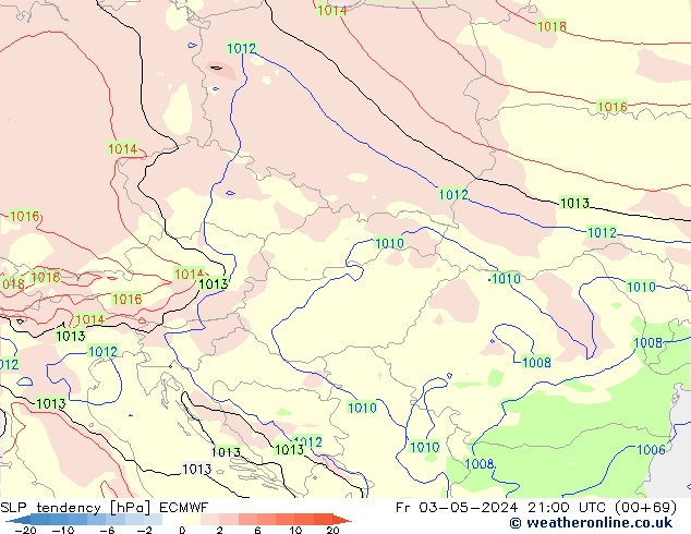 Tendance de pression  ECMWF ven 03.05.2024 21 UTC