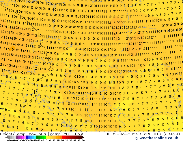 Z500/Rain (+SLP)/Z850 ECMWF чт 02.05.2024 00 UTC