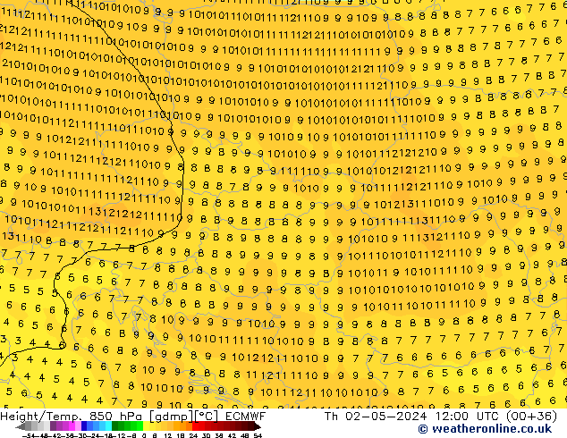 Z500/Rain (+SLP)/Z850 ECMWF чт 02.05.2024 12 UTC