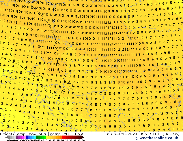 Z500/Rain (+SLP)/Z850 ECMWF Fr 03.05.2024 00 UTC