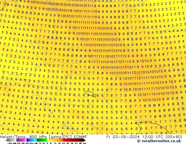 Z500/Rain (+SLP)/Z850 ECMWF пт 03.05.2024 12 UTC