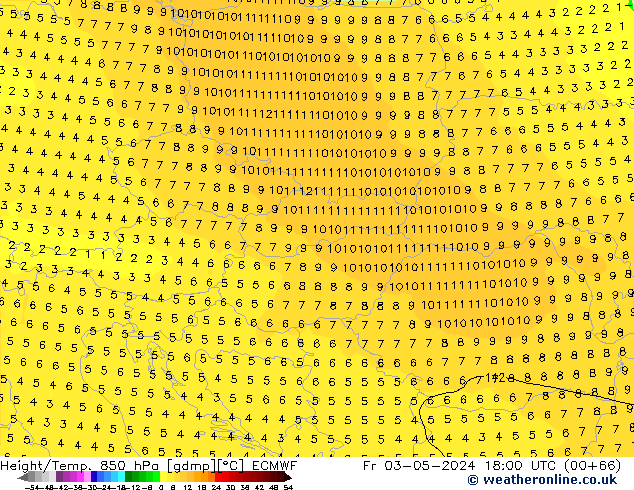 Z500/Rain (+SLP)/Z850 ECMWF Fr 03.05.2024 18 UTC