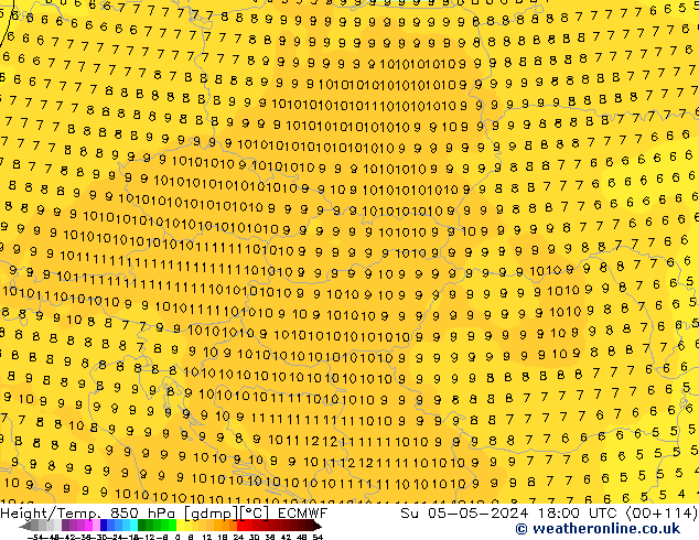 Z500/Rain (+SLP)/Z850 ECMWF Su 05.05.2024 18 UTC