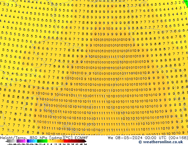 Z500/Yağmur (+YB)/Z850 ECMWF Çar 08.05.2024 00 UTC