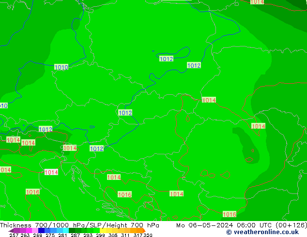 Thck 700-1000 hPa ECMWF lun 06.05.2024 06 UTC