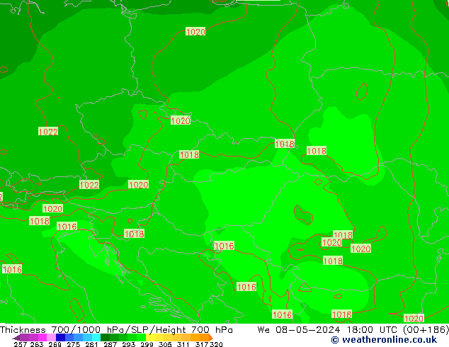 Thck 700-1000 hPa ECMWF We 08.05.2024 18 UTC