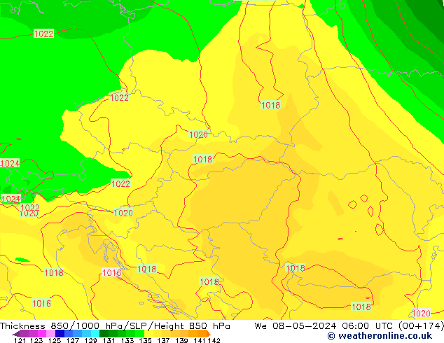 Thck 850-1000 гПа ECMWF ср 08.05.2024 06 UTC