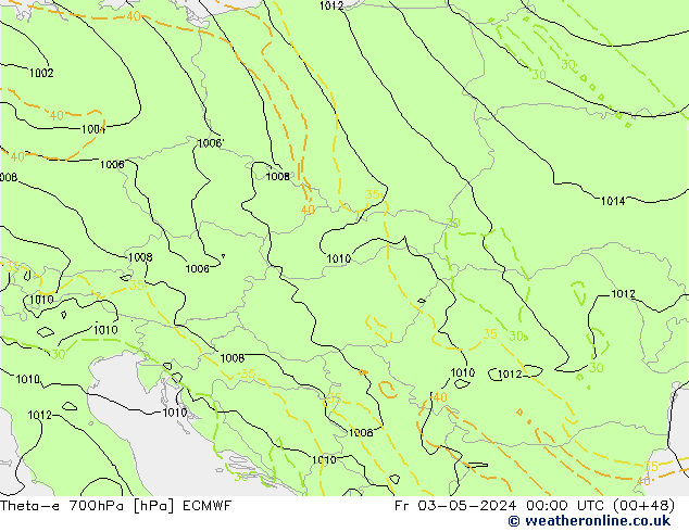 Theta-e 700гПа ECMWF пт 03.05.2024 00 UTC