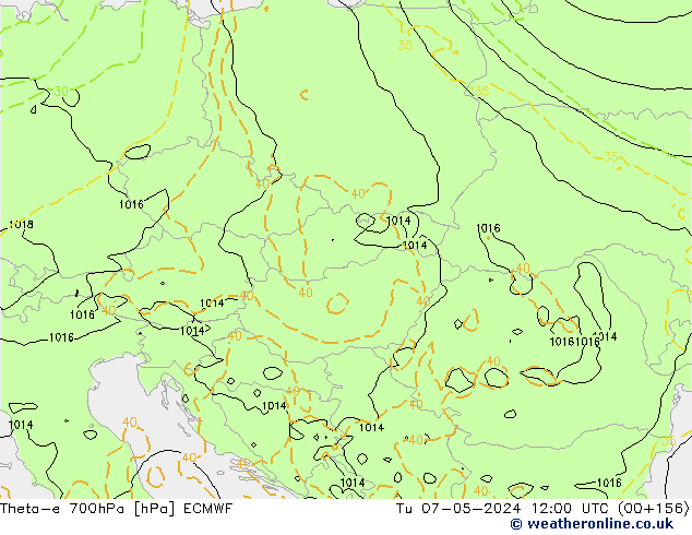 Theta-e 700hPa ECMWF Ter 07.05.2024 12 UTC