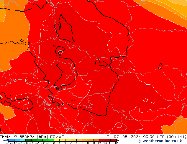 Theta-W 850hPa ECMWF wto. 07.05.2024 00 UTC