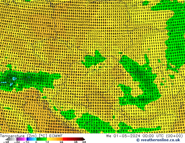 température (2m) ECMWF mer 01.05.2024 00 UTC