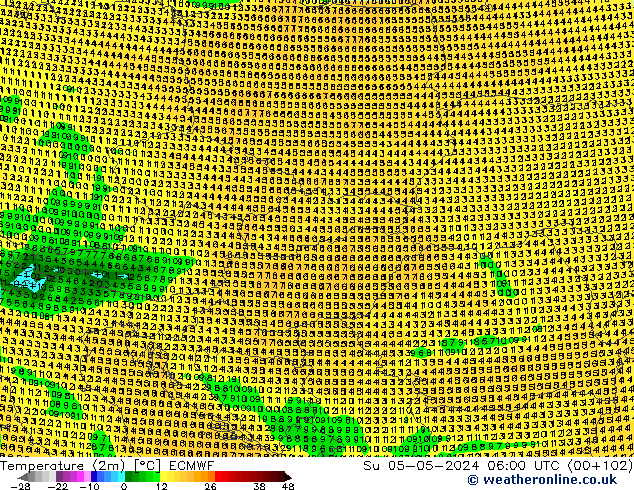 Temperature (2m) ECMWF Ne 05.05.2024 06 UTC