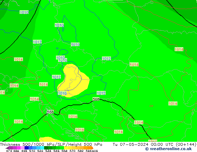 Thck 500-1000hPa ECMWF Tu 07.05.2024 00 UTC