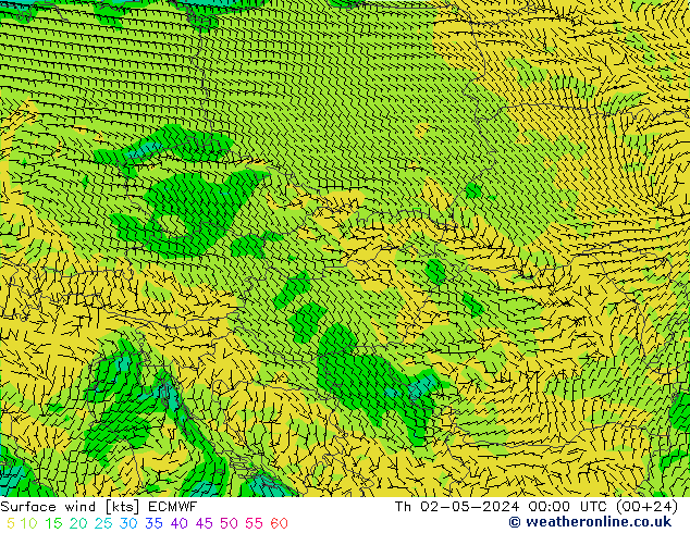 Viento 10 m ECMWF jue 02.05.2024 00 UTC