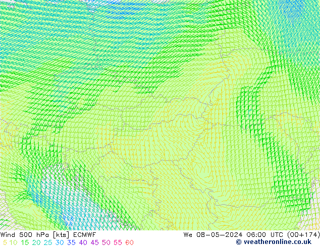 ветер 500 гПа ECMWF ср 08.05.2024 06 UTC