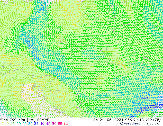 Wind 700 hPa ECMWF So 04.05.2024 06 UTC