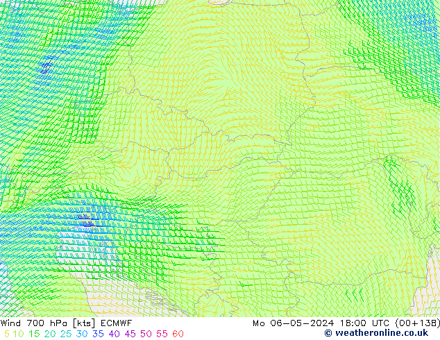 Wind 700 hPa ECMWF Mo 06.05.2024 18 UTC