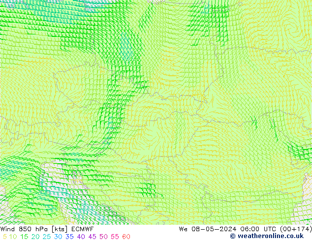 ветер 850 гПа ECMWF ср 08.05.2024 06 UTC