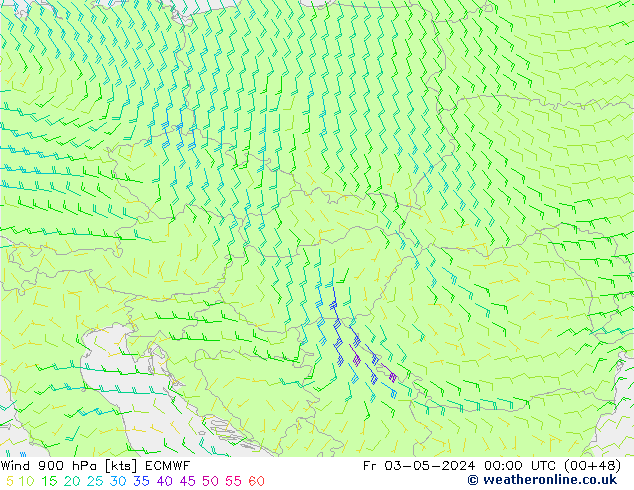 ветер 900 гПа ECMWF пт 03.05.2024 00 UTC