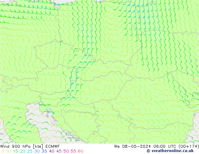 ветер 900 гПа ECMWF ср 08.05.2024 06 UTC