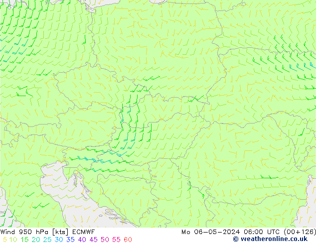 Vent 950 hPa ECMWF lun 06.05.2024 06 UTC