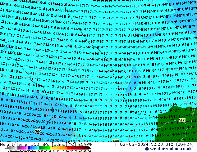 Z500/Rain (+SLP)/Z850 ECMWF чт 02.05.2024 00 UTC