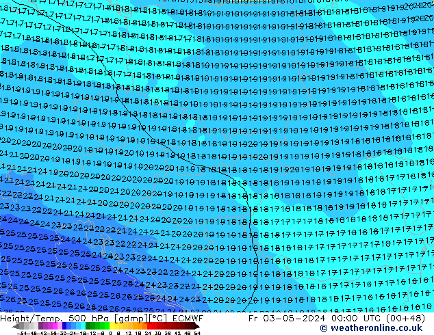 Z500/Rain (+SLP)/Z850 ECMWF Fr 03.05.2024 00 UTC