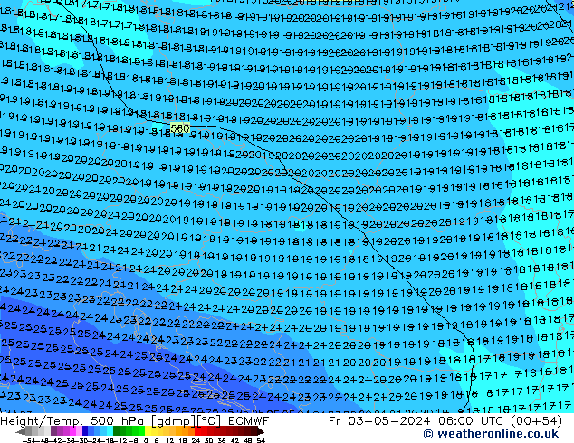 Z500/Rain (+SLP)/Z850 ECMWF Pá 03.05.2024 06 UTC