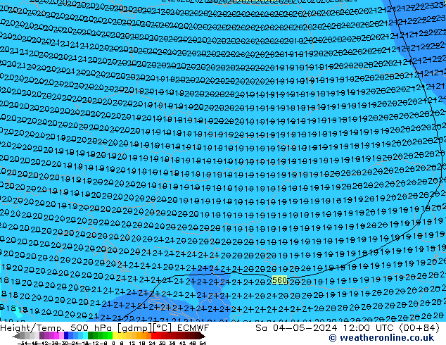 Z500/Rain (+SLP)/Z850 ECMWF сб 04.05.2024 12 UTC