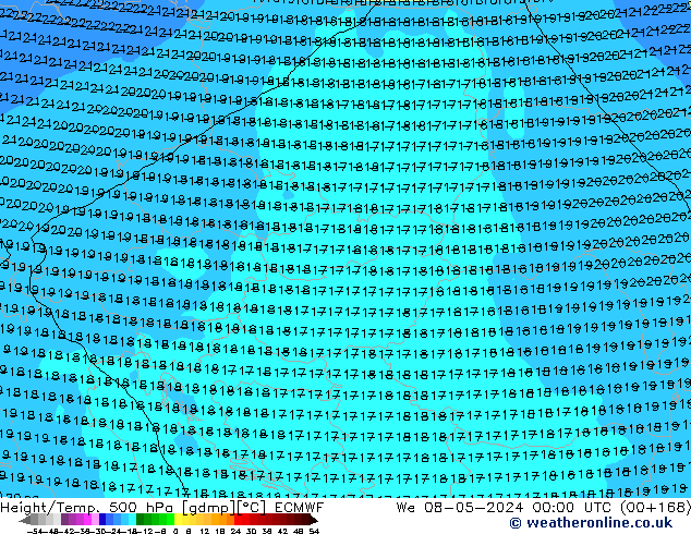 Z500/Rain (+SLP)/Z850 ECMWF We 08.05.2024 00 UTC