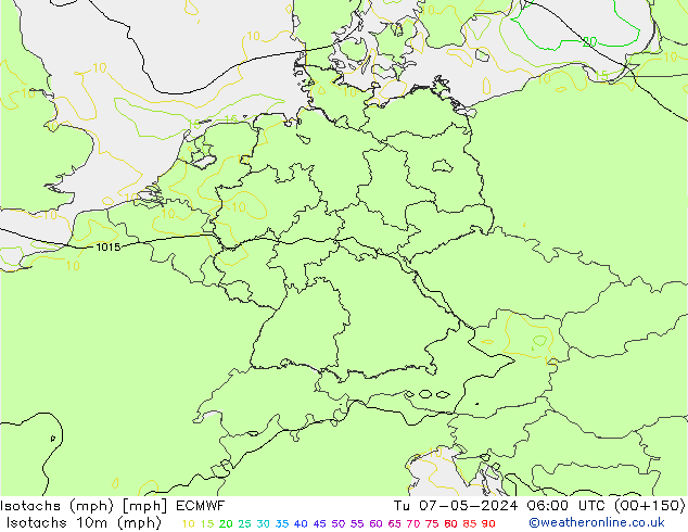 Isotachen (mph) ECMWF di 07.05.2024 06 UTC