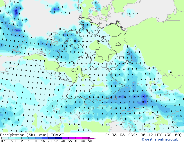 Z500/Rain (+SLP)/Z850 ECMWF Fr 03.05.2024 12 UTC