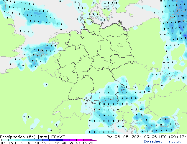 Z500/Rain (+SLP)/Z850 ECMWF Qua 08.05.2024 06 UTC