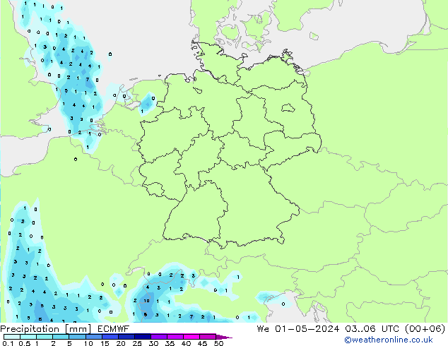 Niederschlag ECMWF Mi 01.05.2024 06 UTC