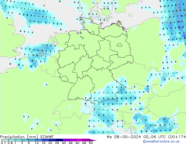 Précipitation ECMWF mer 08.05.2024 06 UTC