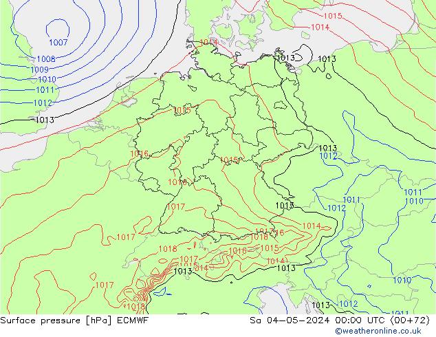 Atmosférický tlak ECMWF So 04.05.2024 00 UTC